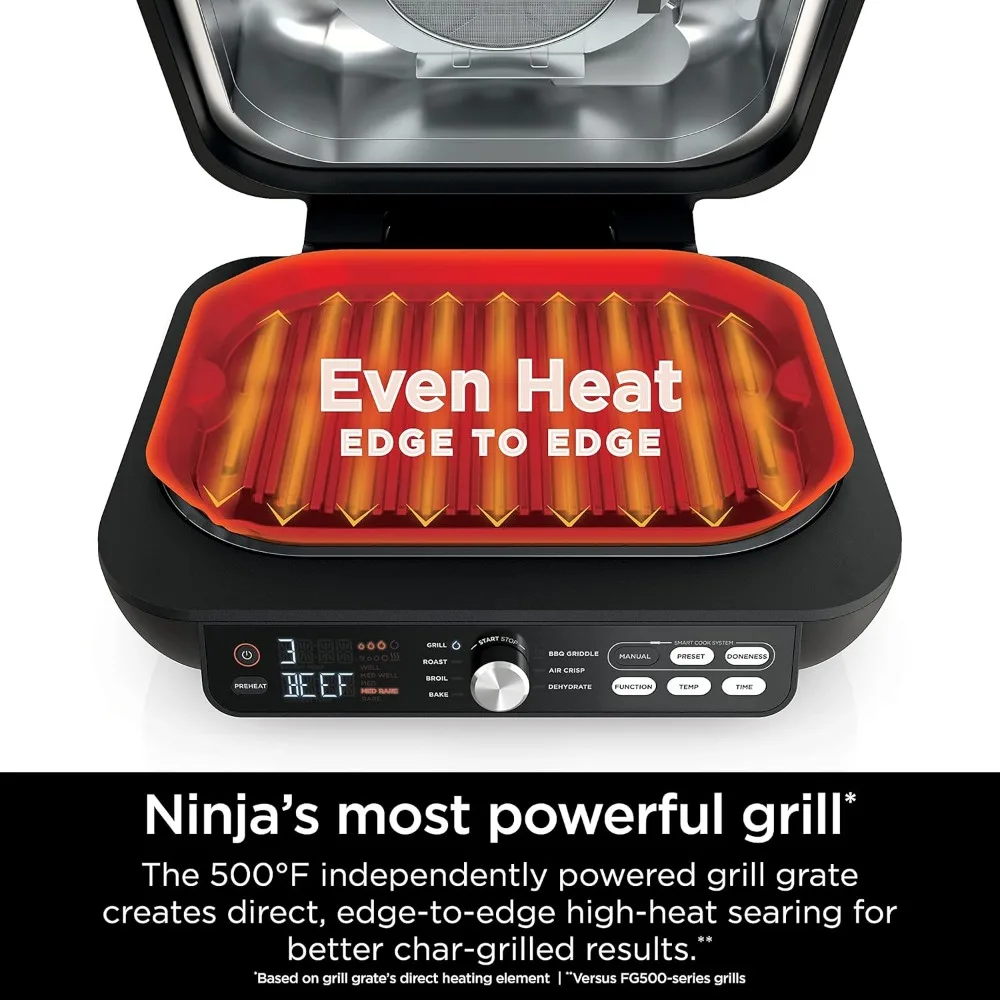 7-in-1 Indoor Grill/Griddle Combo, use Opened or Closed, Air Fry, Dehydrate & More, Pro Power Grate, Flat Top, Crisper 3