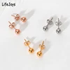 Stainless Steel Round Ball Earrings Rose Gold Silver Color Bead Ear Studs Women Geometric Jewelry Minimalist 3mm 4mm 5mm 6mm 1