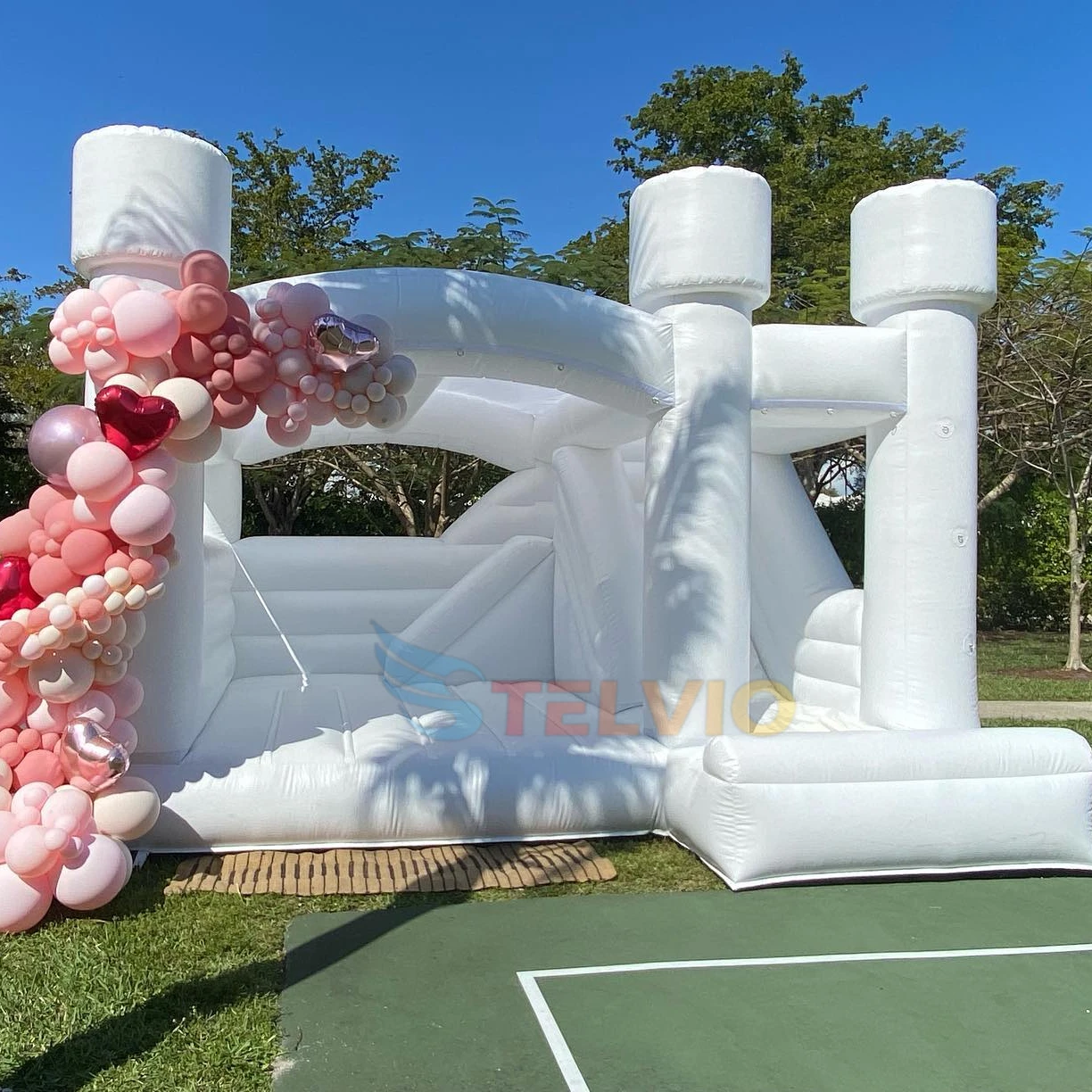 

Outdoor 4x4m Inflatable Wedding Bounce House Jumping Bouncer Slide Combo White Bouncy Castle For Wedding Birthday