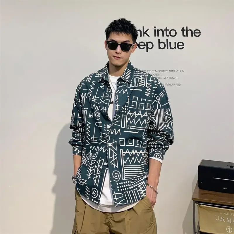 thumbnail image 1 of Camisas para hombre Camisas para hombre con estampado geométrico gráfico Estético con estampado Moda Hombre 2024 Cosas baratas Vintage Regular Xxl I, 1 of 5