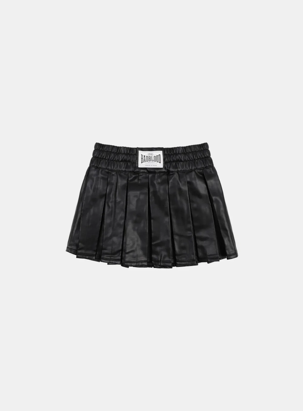 ◎BADBLOOD◎ Leather Pleated Mini Skirt Black w-skt24-057 Badblood leather pleated mini skirt, American retro casual