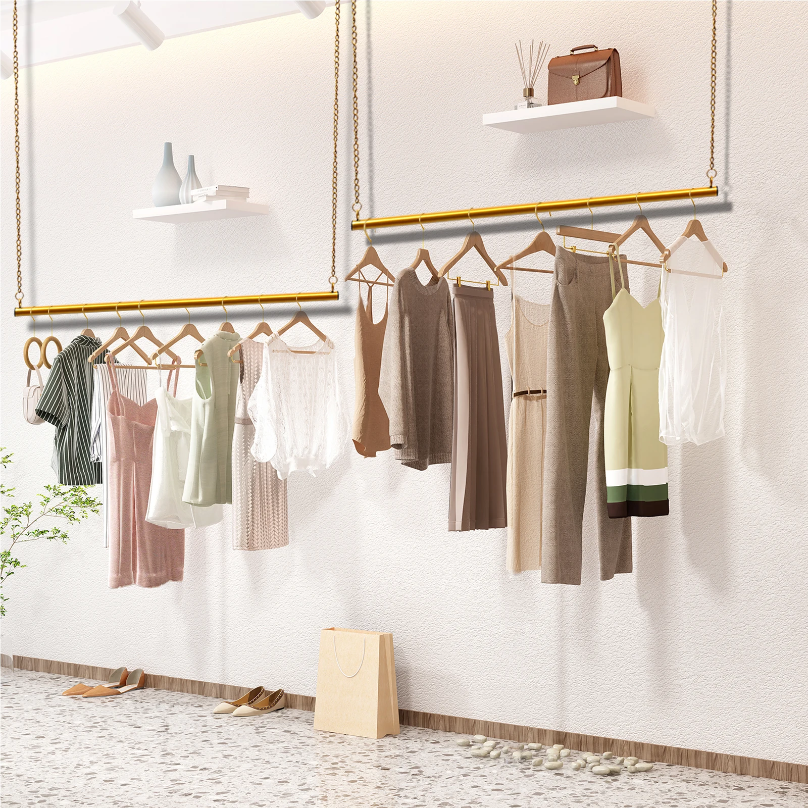 Percheros De Acero Inoxidable Perchero De Pared Dorado Para Riel