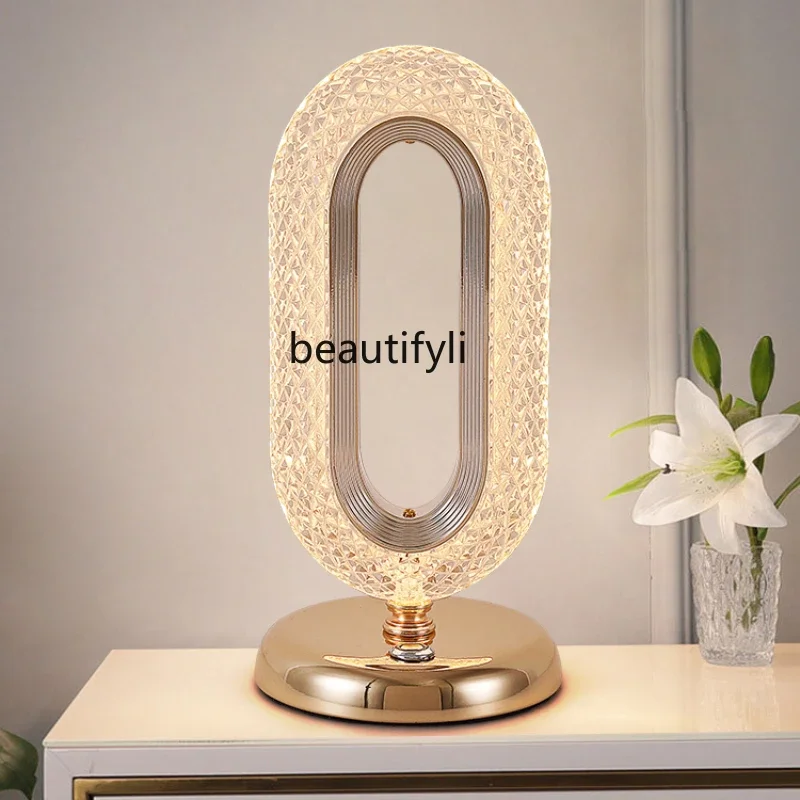 

Light Luxury Table Lamp Bedside Lamp Modern Advanced Creative Bedroom Decoration Charging Ambience Light