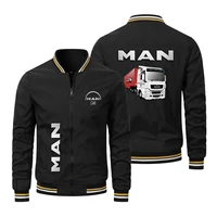 2024 Men's Zip Jacket MAN Trucks Logo Printed Jacket Spring and Autumn Fashion Slim Jacket Men's Casual Motorcycle Riding Jacket 1