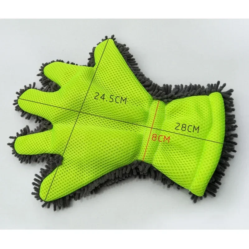 Hot Car Washing Gloves Double Sided Microfiber Five-Finger Cleaning Gloves Multifunction Car Motorbike Tire Detail Clean Tool
