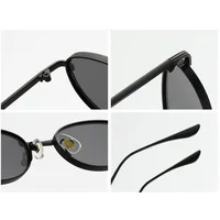 Lunettes de soleil ovales en métal exquises, petite monture personnalisée européenne et américaine, pour hommes et femmes, lunettes de soleil Anti-Uv à la mode 5