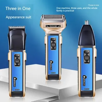 Electric Shaver Shaving Razor Multifunctional Beard Cutter Barber Clipper Nose Hair Cutter 3 In 1 Grooming Set