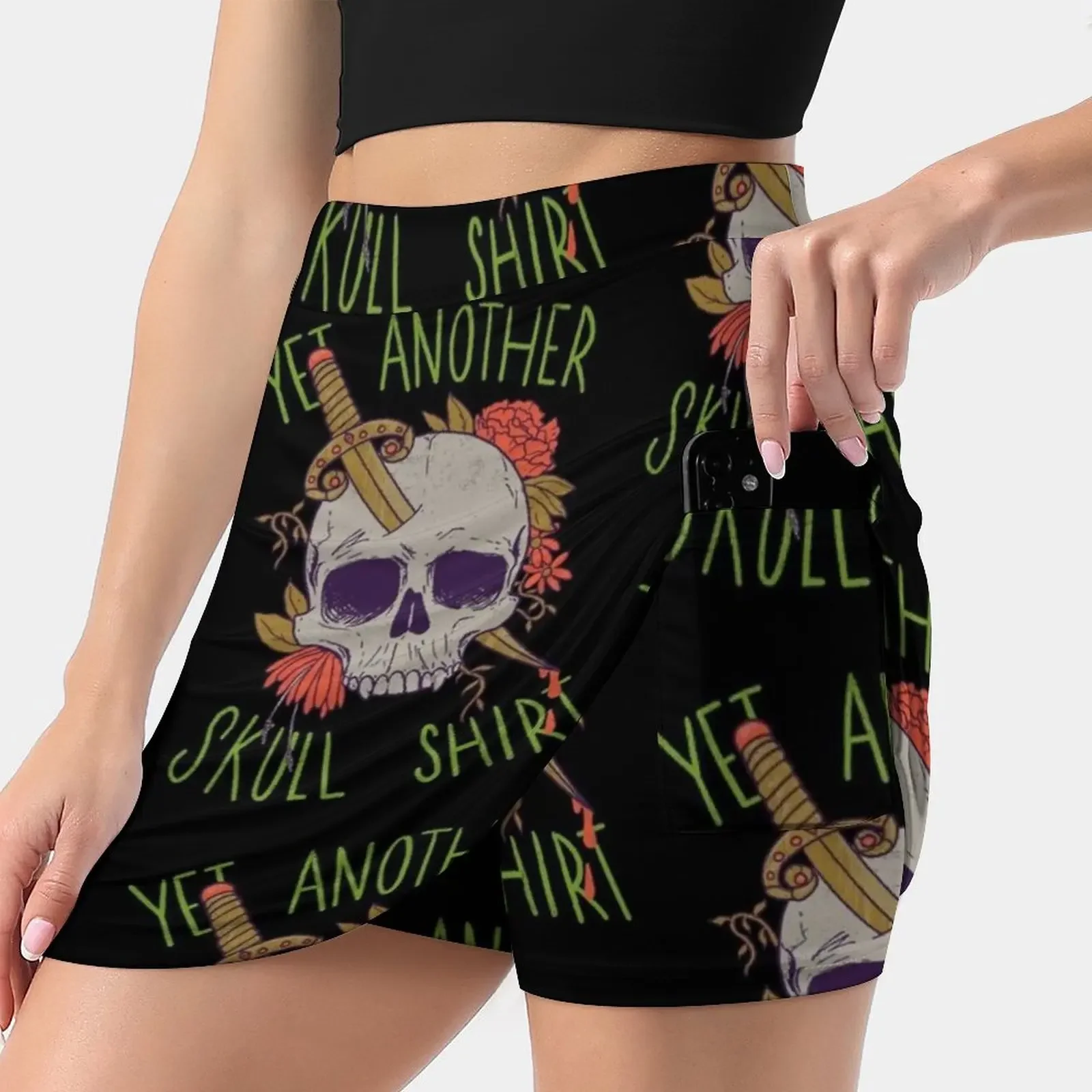 

Yet Another Skull Shirt Women's skirt Y2K Summer Clothes 2022 Kpop Style Trouser Skirt With Pocket Skull Skulls Skeleton Tattoo