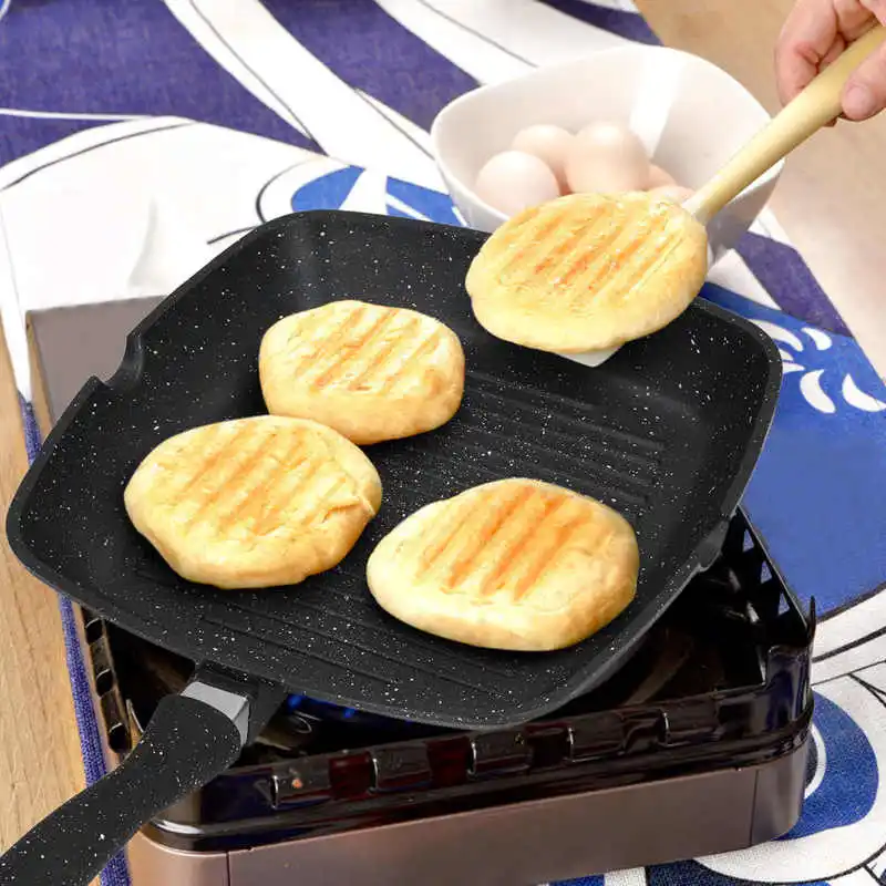 

Non-stick Frying Pan Egg Pancakes Flat-Bottomed Grill Pan Aluminum Alloy Skillet Steak Bacon Pans Cookware Kitchen Tool