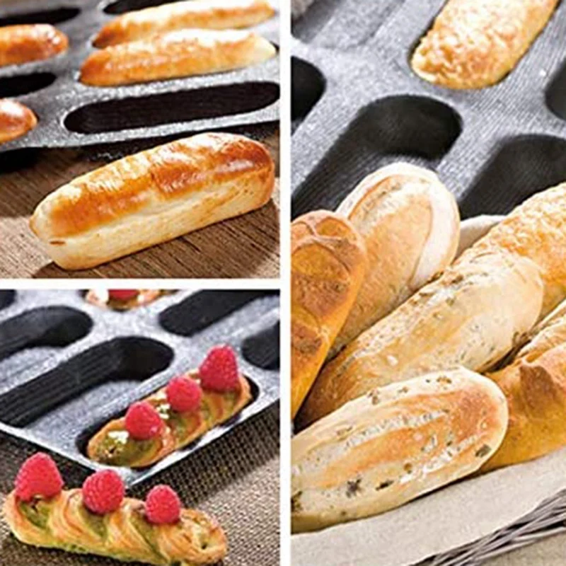 Moule à pain français perforé antiadhésif en Silicone à 12 trous