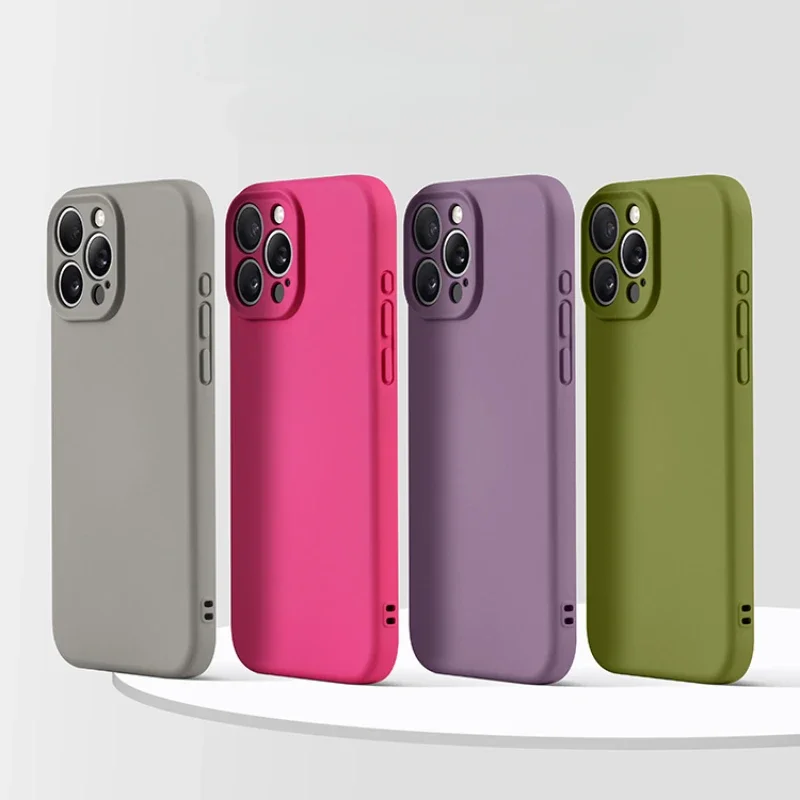 Chic Pink Liquid Silicone Phone Case with Matte Soft Bumper