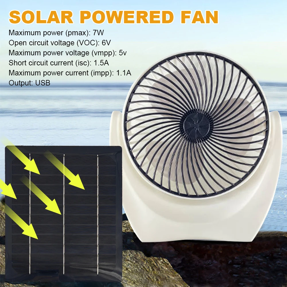 Solar Panel Fan Portable Solar Fan with USB Solar Powered Camping Fan Outdoor Fan for Picnic Barbecue Fishing Travel 3