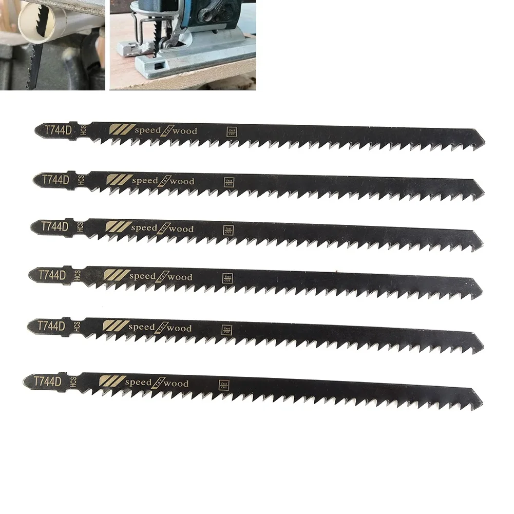 

5pcs 7-1/10inch Jigsaw Blades 180mm 6TPI Tooth T-shank T744D HCS Long Very Fast Cutting For Hard/soft Woods OSB Plywood