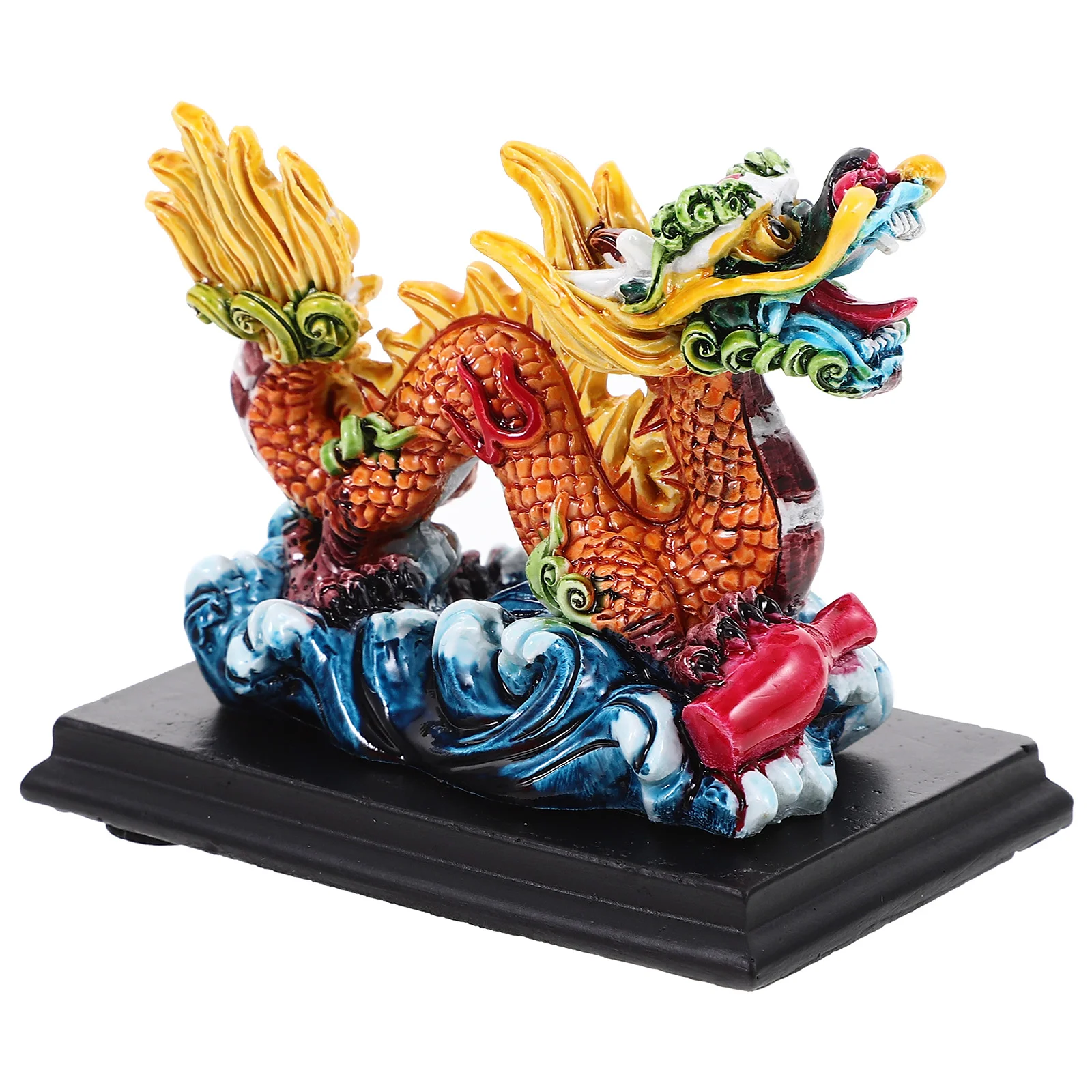 

Resin Chinese Zodiac Dragon Figurine Retro Feng Shui Wealth Dragon Statue Mini Car Dashboard Animal Sculpture