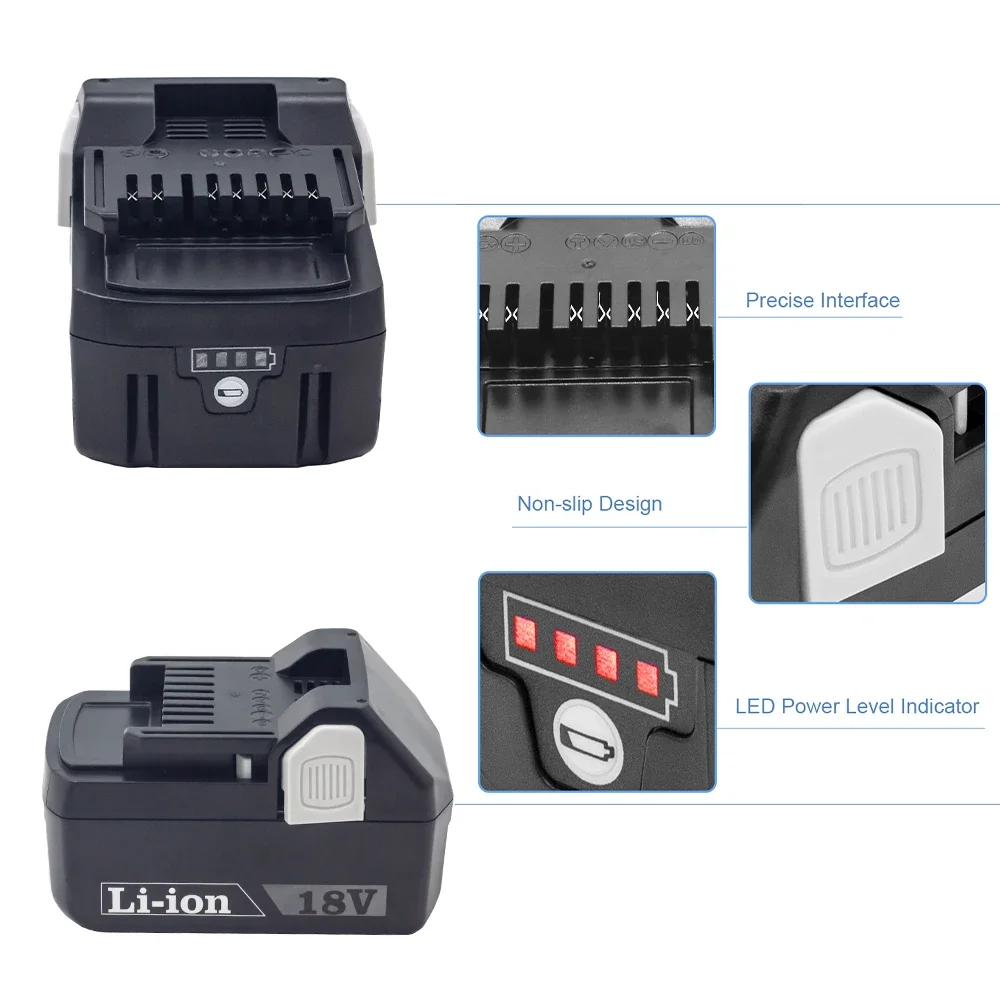 Фото Литий-ионный аккумулятор для Hitachi/HiKOKI 18 в 6000 мАч для BSL1830 BSL1850 BSL1860 BCL1815 EBM1830 BSL1840 330139 DS18DBL №3