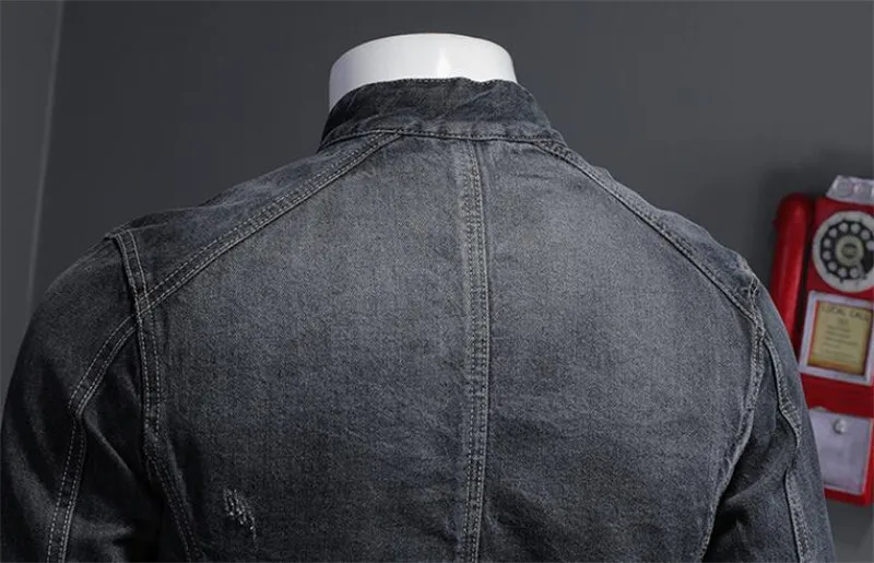 MORUANCLE Men's Vintage Motorcycle Jeans Jackets Retro Biker Denim Trucker Outerwear Tops For Male High Quality Fashion Design bomber jacket