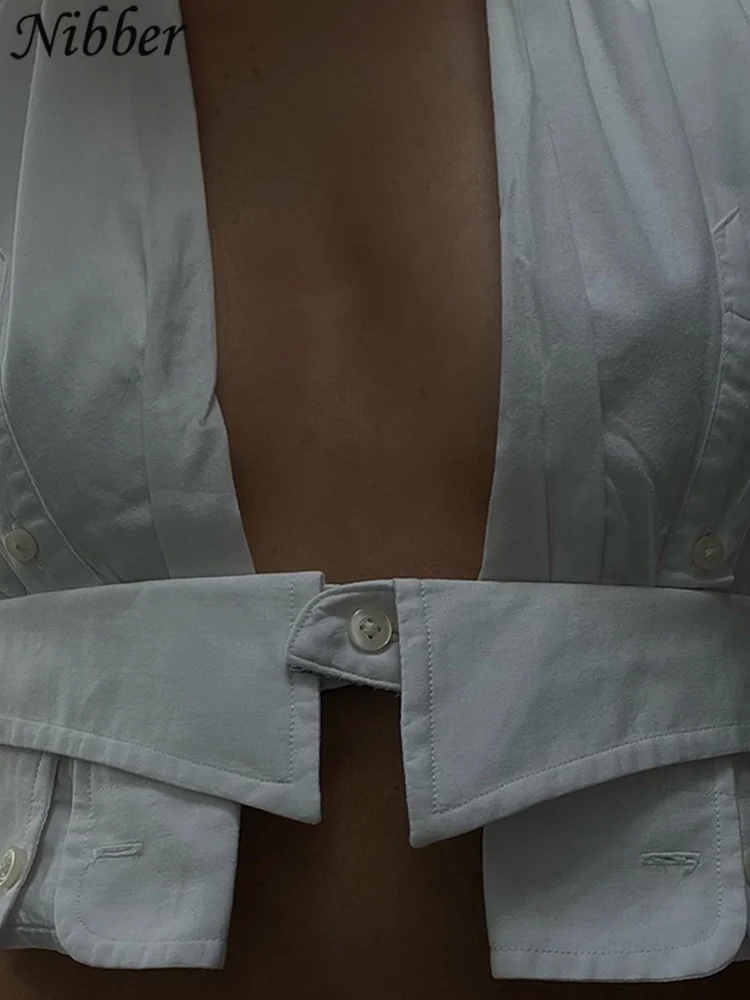 Nibber Summer Women's Solid Color Sexy Halter Tank Top Buttoned Pleats Open Back Lace Up Crop Top Female Midnight Party Tops