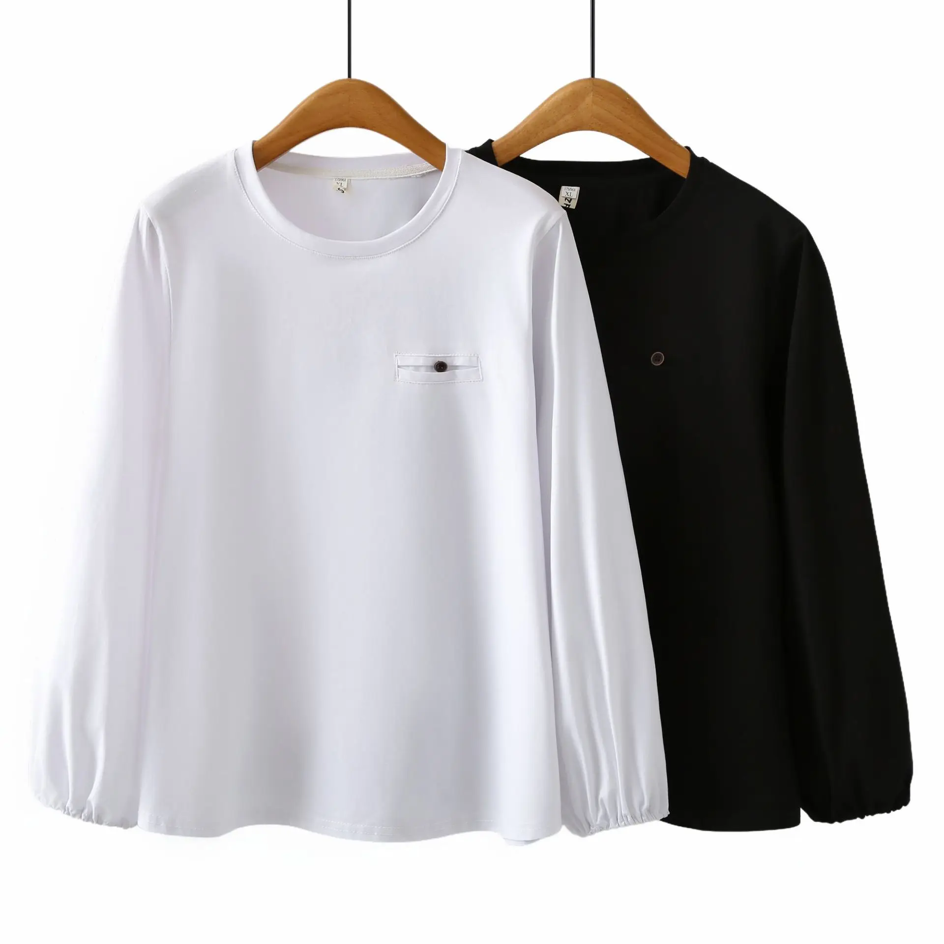 Fashion Plus Size Women's T-shirt Autumn New Style Simple And Casual round-neck Long Sleeved Top Lantern Sleeve Tees 326