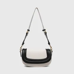 Women's Trendy Saddle Crossbody Bag with Wide Shoulder Strap (Long canvas with black)