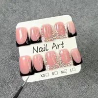 10pcs Handmade Press on Nails Short White French Duckbilled Fake Nail Tips Wearable Rhinestone Flower Design False Nails 5