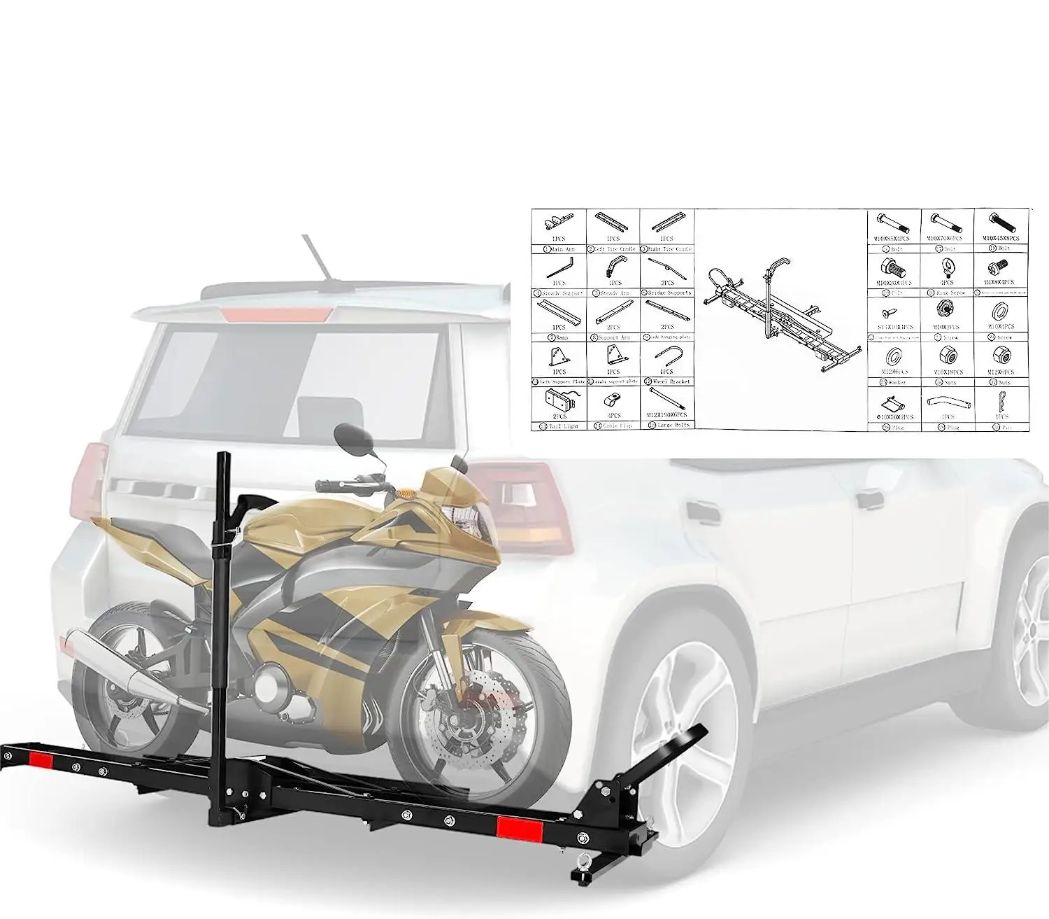

500LBS Steel Motorcycle Dirt Bike Carrier Hauler Hitch Mount Rack Motorcycle Carrier Rack