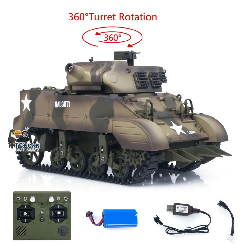 CoolBank 1/16 Char RC M8 HMC Scott Howitzer Tourelle 360° Fumée Sons Lumières RTR