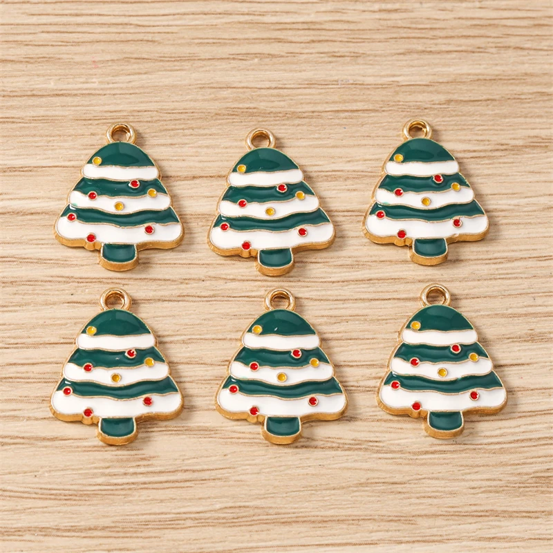 10 Stück Mix süße Emaille Weihnachtsbaum Schneeflocken Weihnachtsmann Charms Anhänger für Schmuckherstellung Halsketten Ohrringe DIY Handwerk Geschenk – Detail 19