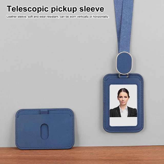 ID Badge Holder with Durable Lanyard Transparent Design Card Cover Retractable Reel ID Card Holder