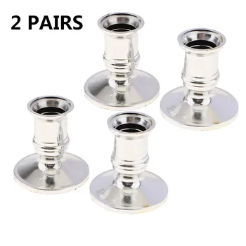 4Pcs Taper Candle Holders Traditional Shape Fits Standard Candlestick Silver Decoration Tea Light 1