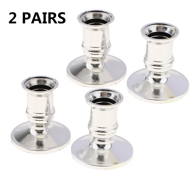 4Pcs Taper Candle Holders Traditional Shape Fits Standard Candlestick Silver Decoration Tea Light 1