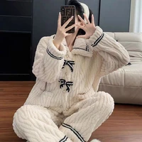 2Pcs/set women's pajamas autumn and winter students home wear padded and thickened warm princess clothes women's clothing - Image 2