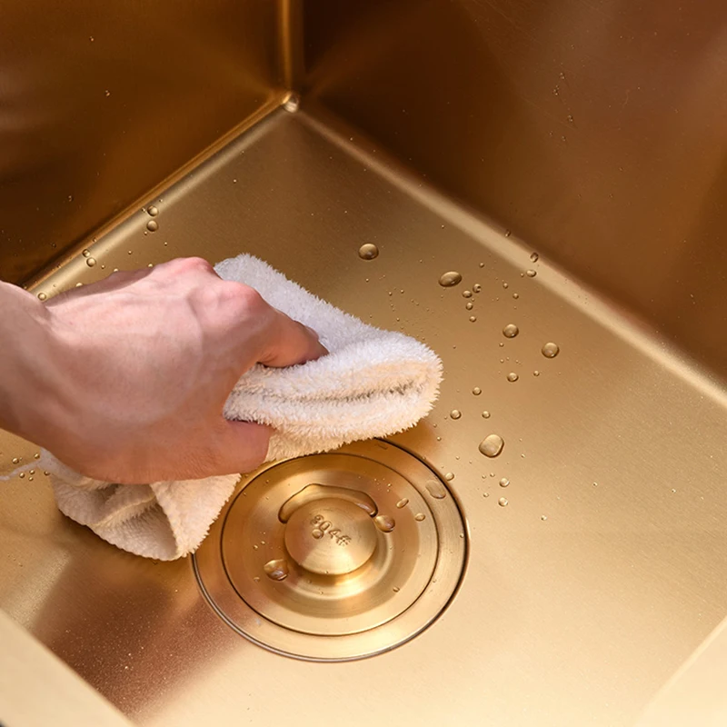 Gold kitchen sink double Sink Bowl Stainless Steel Kitchen Towel Basket Strainer Golden Washing Basin Kitchen Sinks
