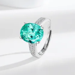 Elegant Double Row Zircon Sterling Silver Ring in Blue - Green (MS750)