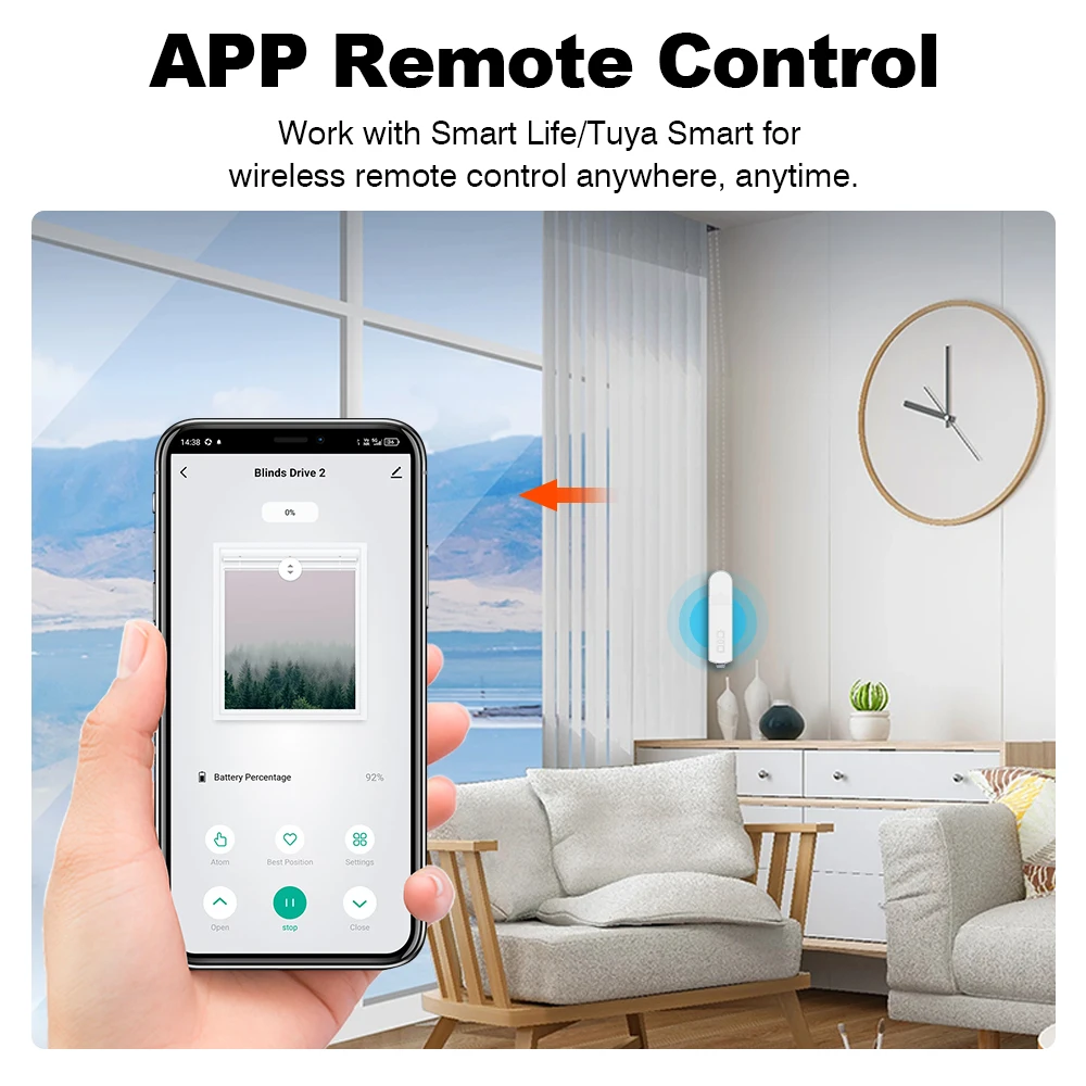 Manhot Tuya Zigbee Smart Electric Curtain Motor Roller Shade Driver With Solar Panel Voice Controll For Alexa Google Home Yandex