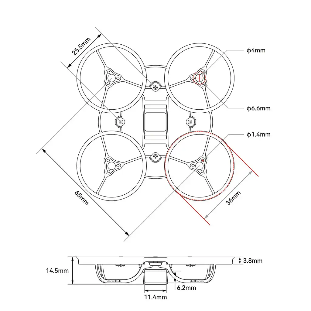 Air65 Champion Frame 65mm 2.2g Micro Drone FPV Châssis