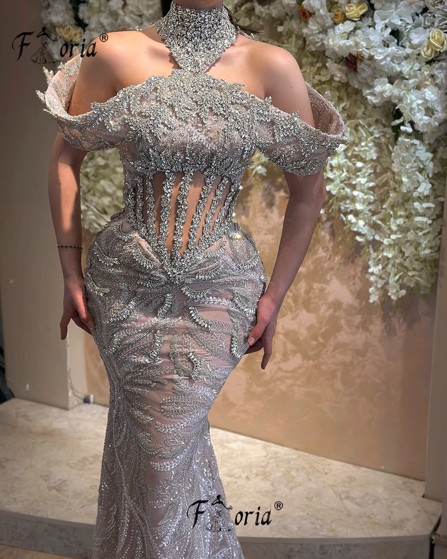 Elegant Crystal Stones Mermaid Evening Dress with Wrap Beaded Dubai Woman Prom Dress Wedding Enagement Gowns 2026 Robe De Soiree