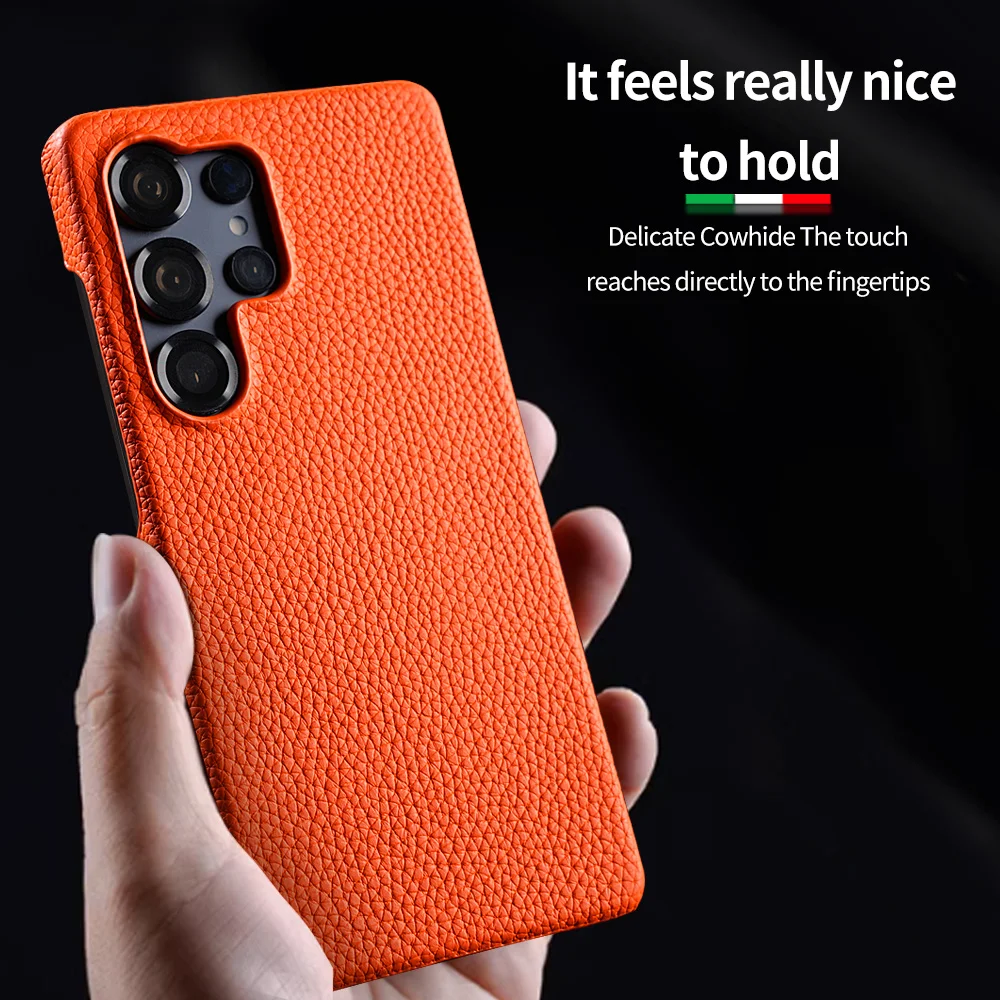 for Magsafe Case for Samsung Galaxy S26 S24 S25 Ultra Plus Natural Cowhide Leather Magnetic Protector Luxury Phone Back Cover 6