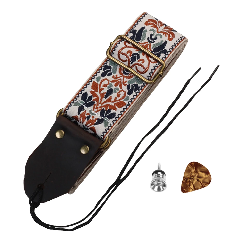 Embroidered Guitar Strap Adjustable Vintage Woven Bass Electric Acoustic  Guitars