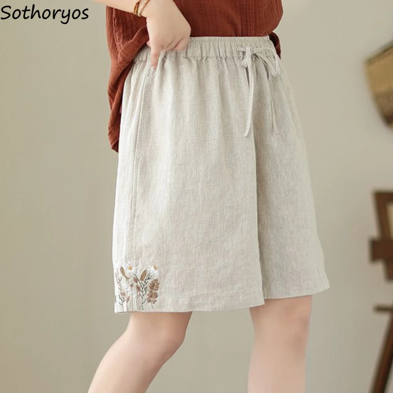 

Summer 6 Colors Wide Leg Shorts Women High Waisted Simple Thin Cool Baggy Vintage Graceful Ladies All-match Casual Daily Cozy