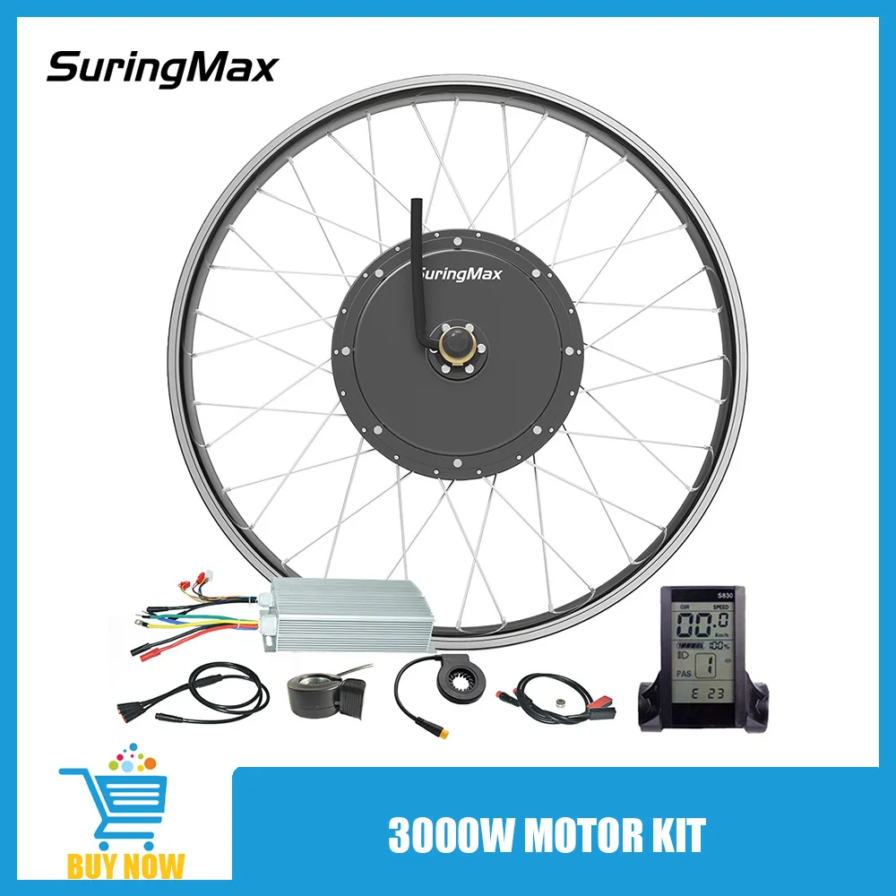26 Inch Wheel Motor Kit Hub Motorcycle 72V 3000W 142mm Dropout Gearless Conversion For Electric Bike 26'' Hot Sell High Quality