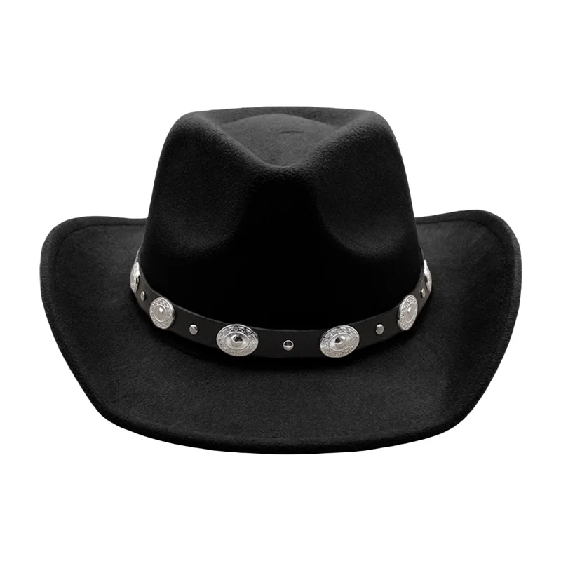 Combhasaki Unisex Cowgirl Hats for Women Men Retro Classic Cowgirl Hats Wide Brim Sun with Leather Band