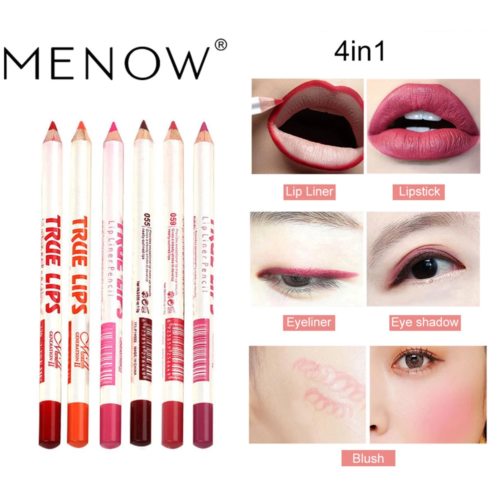 

4in1 6Pcs/set Cosmetic Professional Wood Lipliner Waterproof Lady Charming Lip Liner Soft Pencil Contour Makeup Lipstick Tool