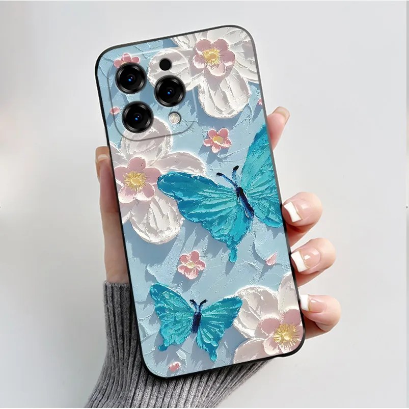 Cute Flower Cartoon Silicone Phone Case - Soft Black Shell Cover
