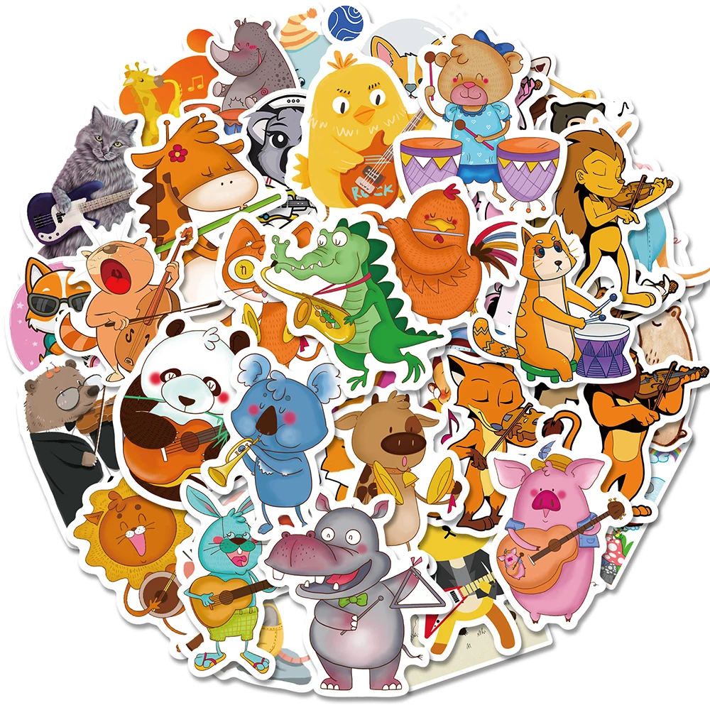 10/30/50pcs Kawaii Animal Concert Stickers for Kids DIY Water Bottle Luggage Phone Scrapbooking Laptop Waterproof Sticker Packs square led retro flash lights 6x144pcs smd rgb stage light 800w party lamp for birthday party dj concert decorative lamp