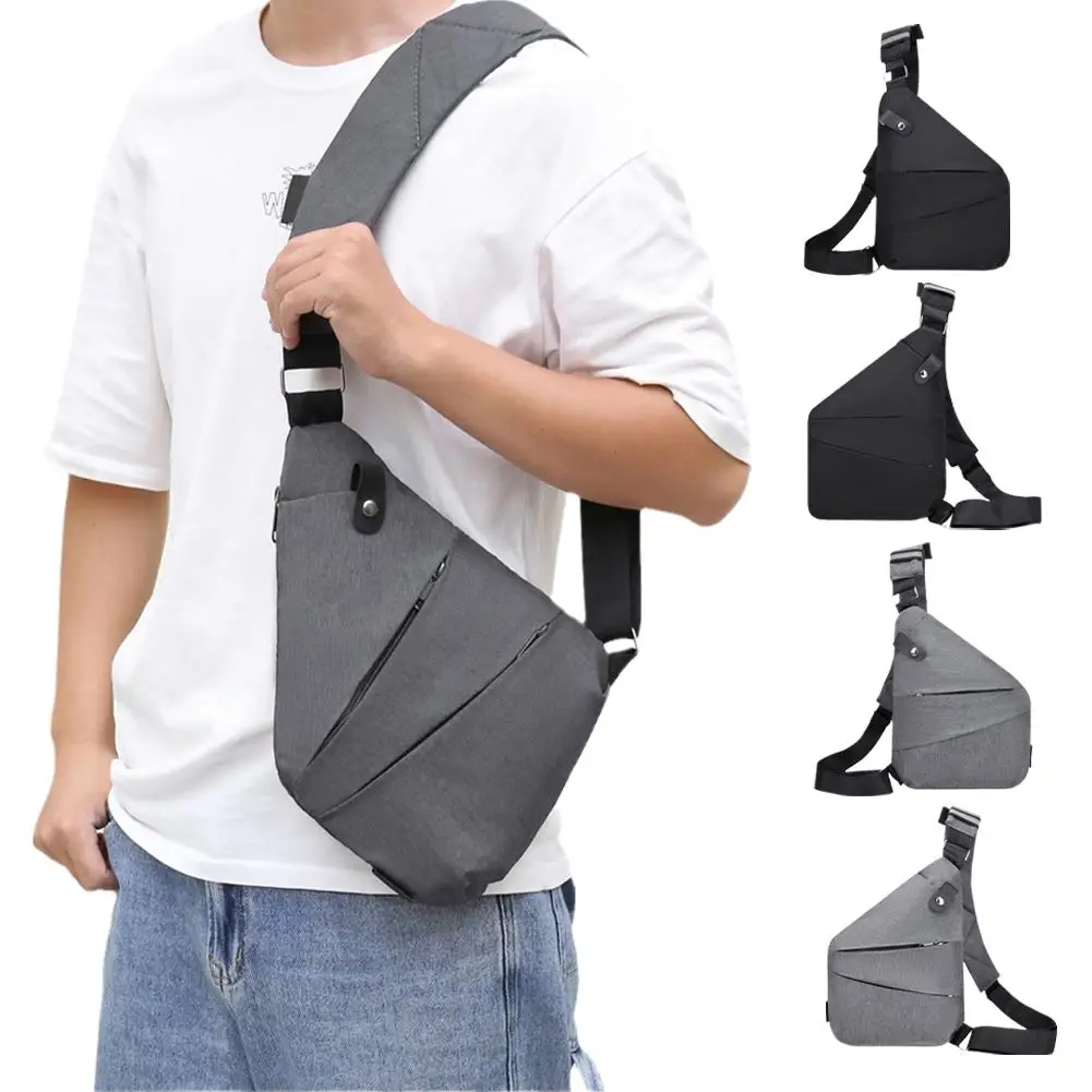 Anti Theft Travel Bag Men's Chest Bag Outdoor Leisure Crossbody Nylon Waterproof Handbag For Wander Hiking F8B3