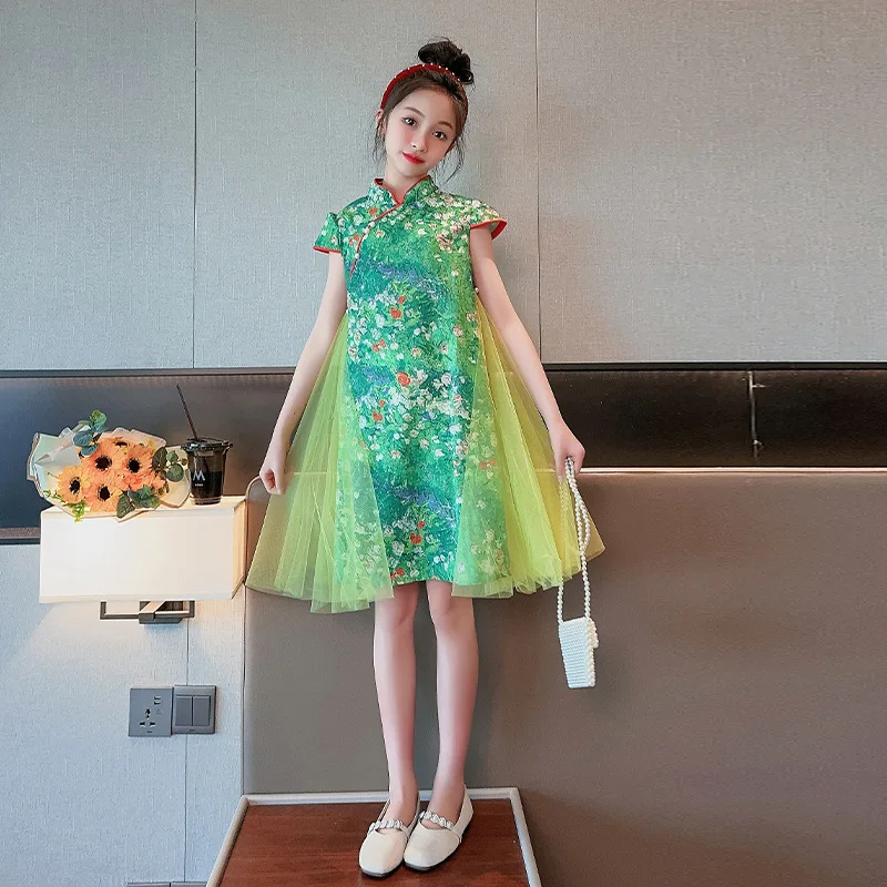 KAGAYD Toddler Girls Chinese Cheongsam Dress - Floral Midi Qipao Princess Dress For Special Occasions