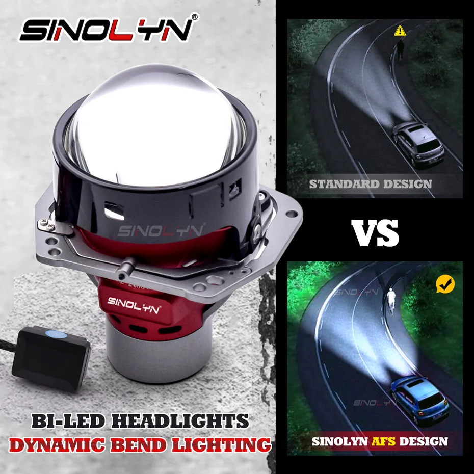 Sinolyn AFS Bi LED Projector Lenses For Headlights 17000Lux LED Car Lights 6000K For Hella 3R G5 Driving Lenses Car Accessories