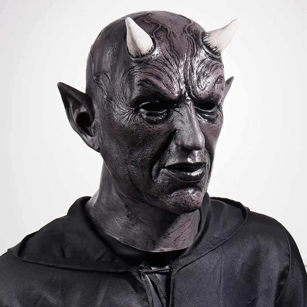 Masque Démon à Cornes en Latex – Masque d'Horreur Intégral – photo 12