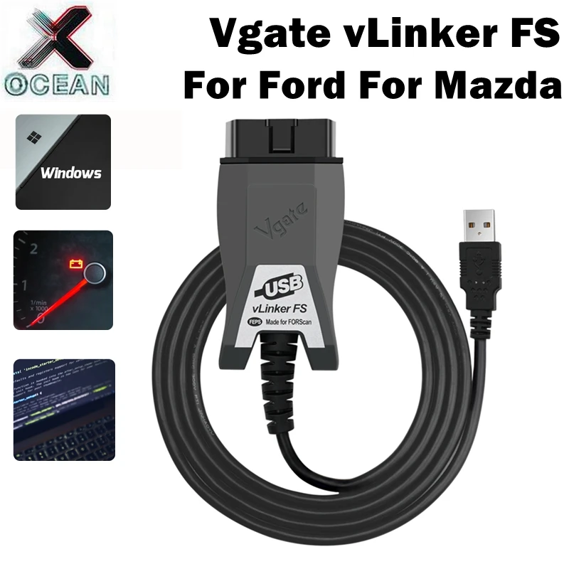 Vgate Vlinker Fs Elm327 Usb Per Mazda Per Ford Obd2 Strumenti Diagnostici Per Auto Forscan Obd2 Scanner Automobilistico Ms/Hs Can Pk Obdlink Ex