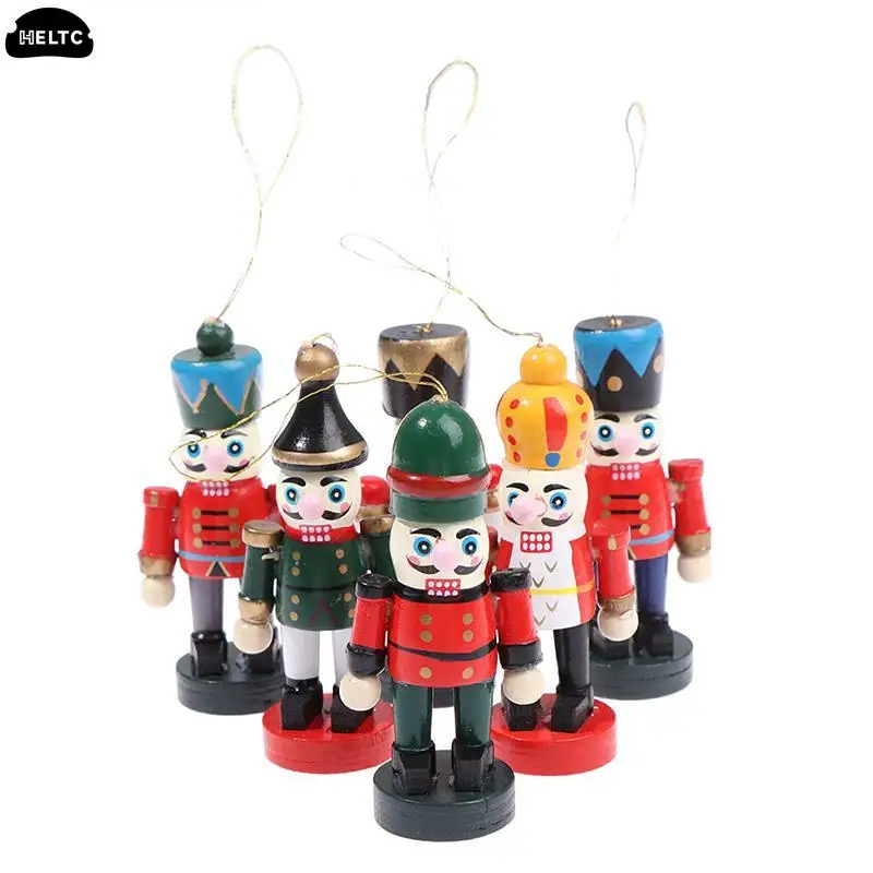 1PCS Random New Year Decor Kids Doll Wooden Nutcracker Soldier Christmas Decoration Pendants Ornaments for Xmas Tree Decor